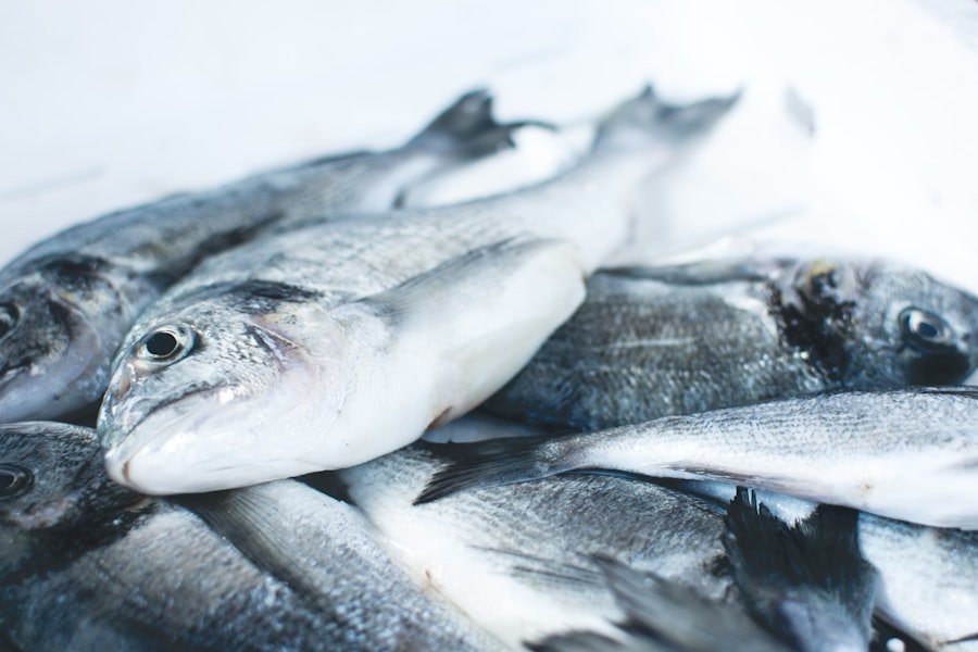 Fresh whole fish on ice